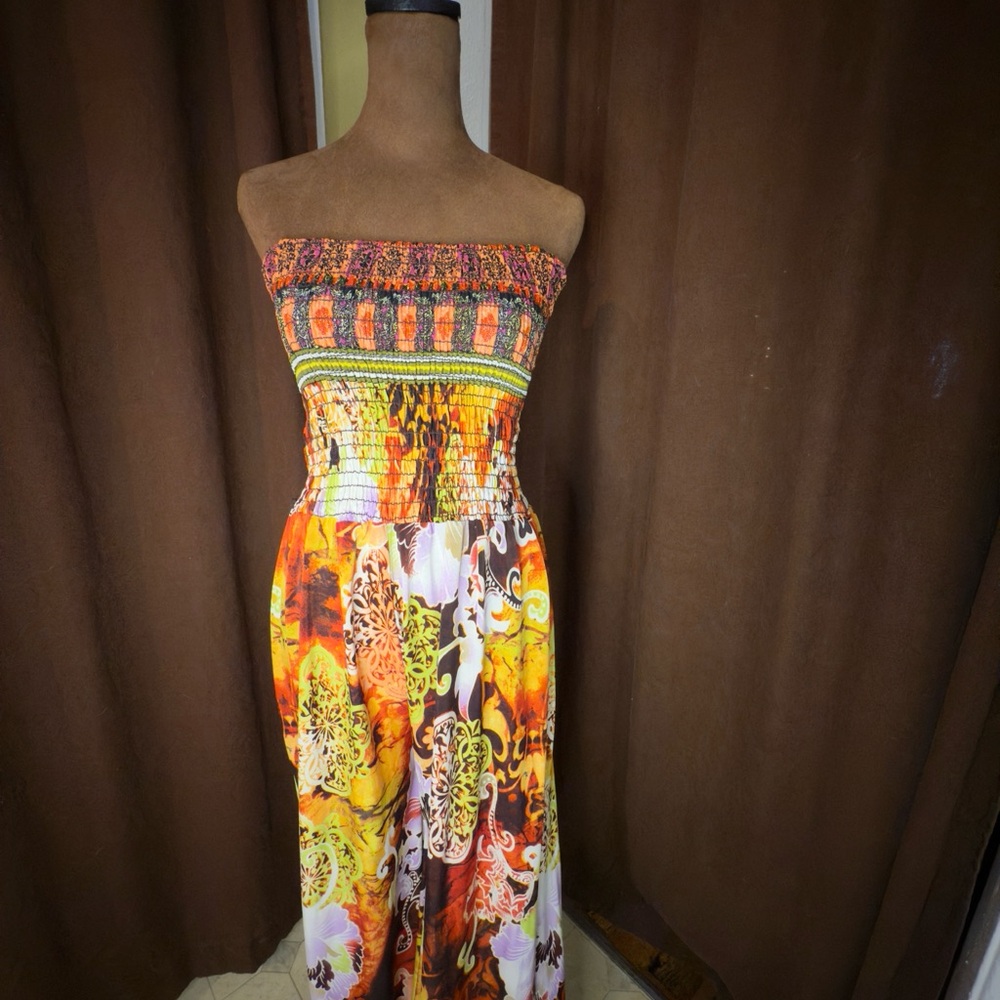 Multicolor Strapless Boho Romper - image 1